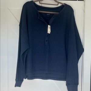 NWT Aerie Waffle Henley Sweatshirt, XL